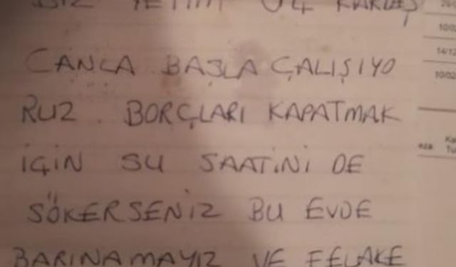 ÜÇ YETİM KARDEŞİN SAYAÇ OKUMA MEMURUNA BIRAKMIŞ OLDUKLARI NOT